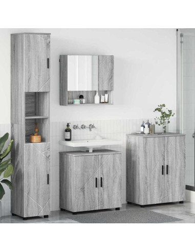 Set di mobili per il bagno 4 pcs Grigio sonoma 61 x 35 x 64 cm
