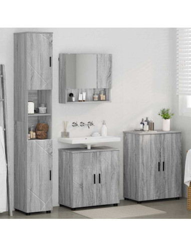 Set di mobili per il bagno 4 pcs Grigio sonoma 61 x 35 x 64 cm