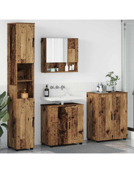 Set di mobili per il bagno con porta 4 pcs Legno vecchio