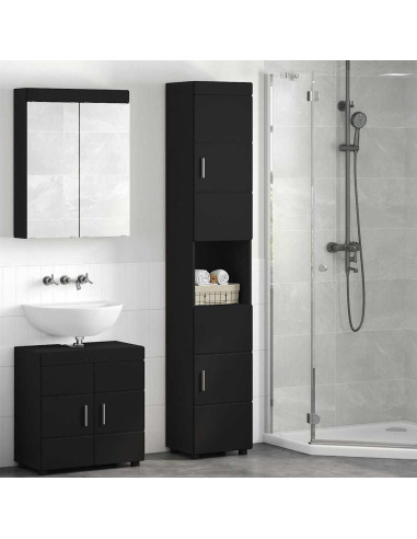 Mobile da Bagno TULUM Nero 37 x 31.5 x 203 cm Legno multistrato