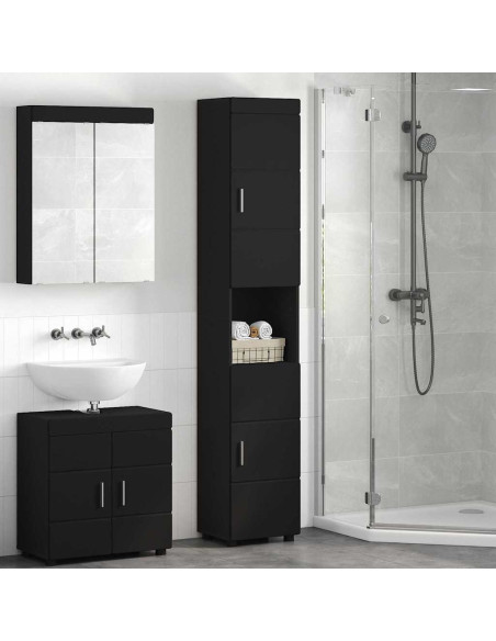 Mobile da Bagno TULUM Nero 37 x 31.5 x 203 cm Legno multistrato