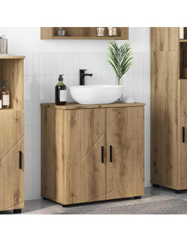 Mobile da Bagno con porta rovere artigianale 61 x 35 x 64 cm