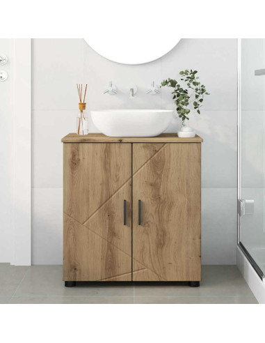 Mobile da Bagno con porta rovere artigianale 61 x 35 x 64 cm