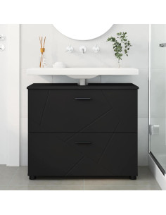 Mobile da Bagno con cassetto con porta Nero 76,5 x 35 x 64 cm 2