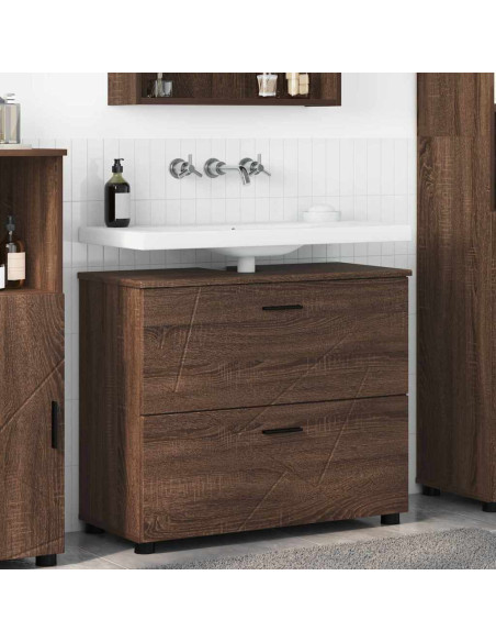 Mobile da Bagno con cassetto Rovere marrone 76.5 x 35 x 64 cm