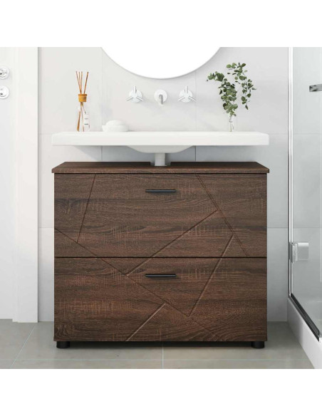 Mobile da Bagno con cassetto Rovere marrone 76.5 x 35 x 64 cm