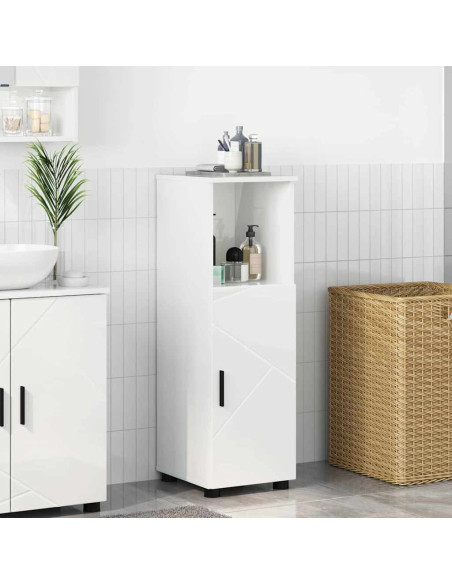 Mobile da Bagno Bianco lucido 30 x 35 x 95 cm Legno multistrato