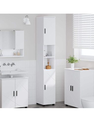 Mobiletto bagno alto Bianco 30 x 35 x 192 cm Legno multistrato