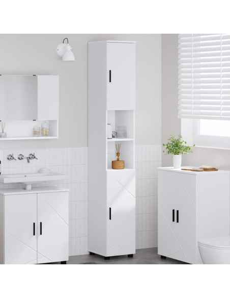 Mobiletto bagno alto Bianco 30 x 35 x 192 cm Legno multistrato