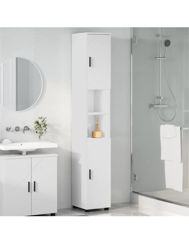 Mobiletto bagno alto Bianco 30 x 35 x 192 cm Legno multistrato