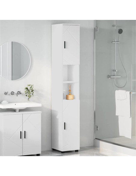 Mobiletto bagno alto Bianco 30 x 35 x 192 cm Legno multistrato