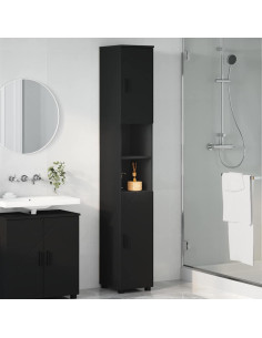 Mobile da Bagno con archiviazione Nero 30 x 35 x 192 cm 2