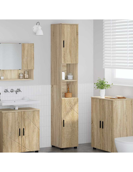 Mobiletto bagno alto con porta rovere sonoma 30 x 35 x 192 cm