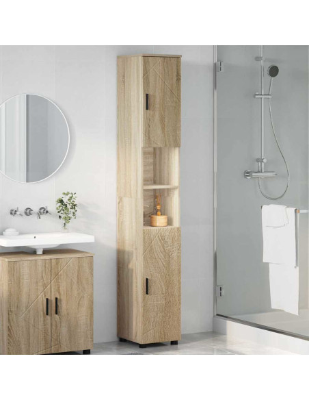 Mobiletto bagno alto con porta rovere sonoma 30 x 35 x 192 cm