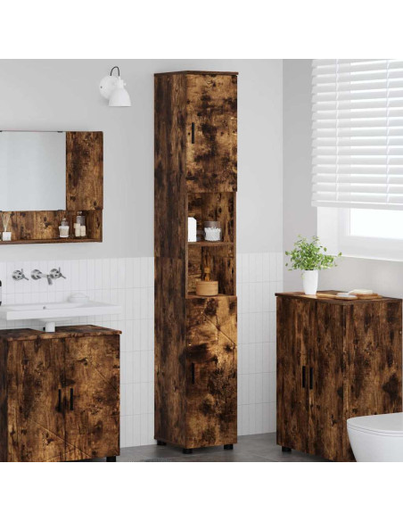 Mobiletto bagno alto con porta Rovere fumo 30 x 35 x 192 cm