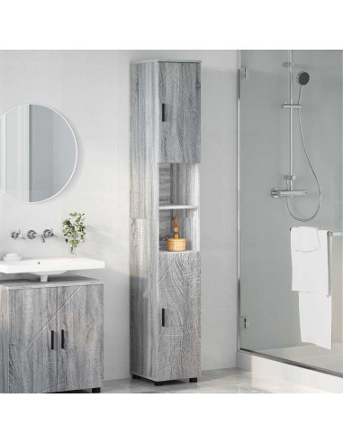 Mobiletto bagno alto con porta Grigio sonoma 30 x 35 x 192 cm