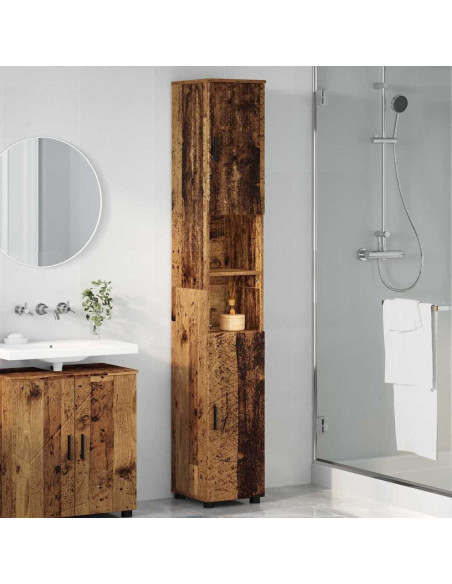 Mobiletto bagno alto con porta Legno vecchio 30 x 35 x 192 cm