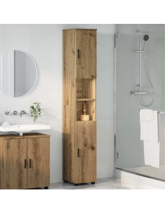 Mobile da Bagno con porta Rovere artigianale 30 x 35 x 192 cm 2