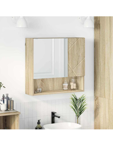 Mobiletto per specchio con porta rovere sonoma 59 x 17 x 55 cm