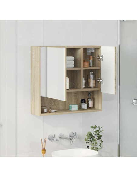 Mobiletto per specchio con porta rovere sonoma 59 x 17 x 55 cm