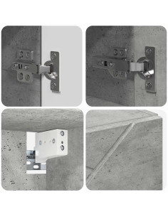 Mobiletto per specchio con porta Grigio cemento 59 x 17 x 55 cm 2