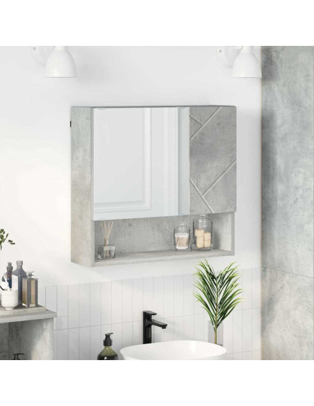 Mobiletto per specchio con porta Grigio cemento 59 x 17 x 55 cm
