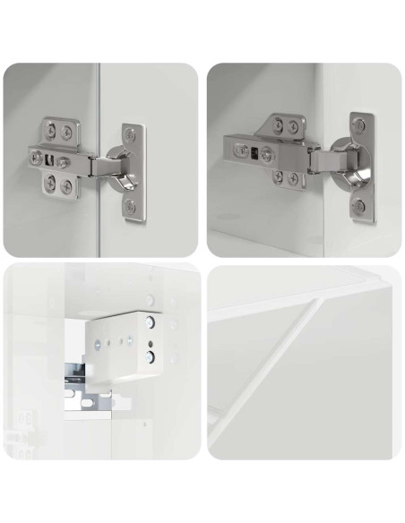 Mobiletto per specchio con porta Bianco lucido 59 x 17 x 55 cm