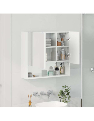 Mobiletto per specchio con porta Bianco lucido 59 x 17 x 55 cm