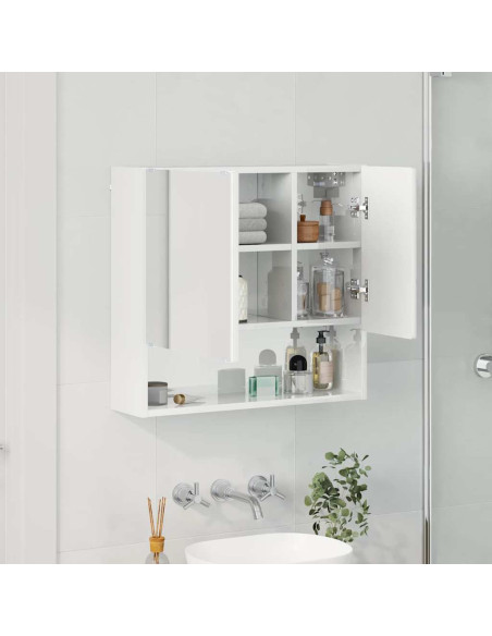 Mobiletto per specchio con porta Bianco lucido 59 x 17 x 55 cm