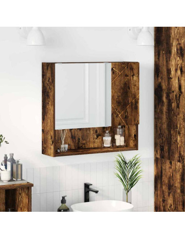 Mobiletto per specchio con porta Rovere fumo 59 x 17 x 55 cm