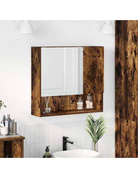 Mobiletto per specchio con porta Rovere fumo 59 x 17 x 55 cm