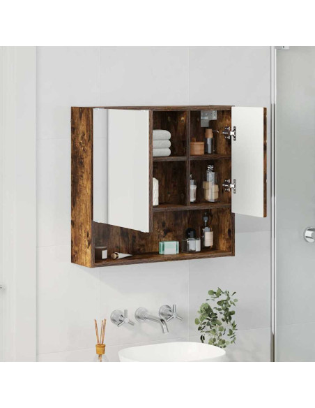 Mobiletto per specchio con porta Rovere fumo 59 x 17 x 55 cm