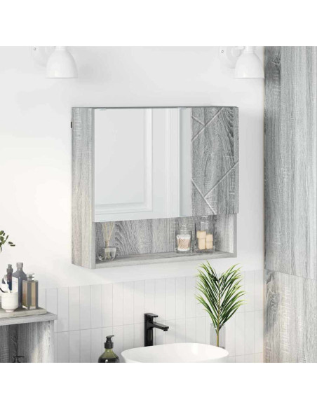 Mobiletto per specchio con porta Grigio sonoma 59 x 17 x 55 cm