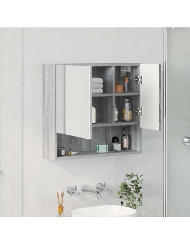 Mobiletto per specchio con porta Grigio sonoma 59 x 17 x 55 cm