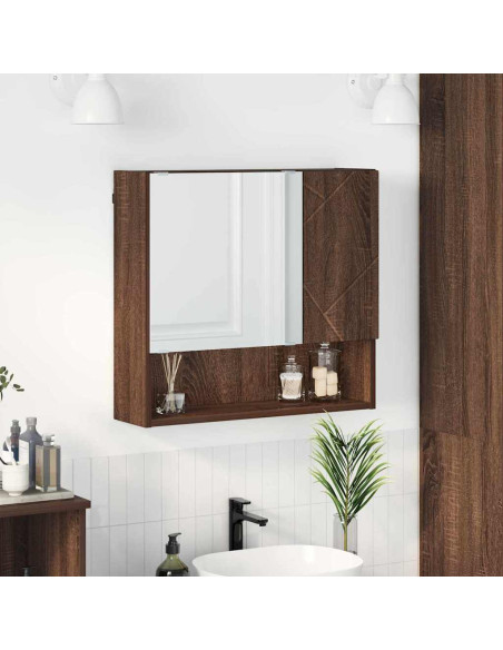 Mobiletto per specchio con porta Rovere marrone 59 x 17 x 55 cm