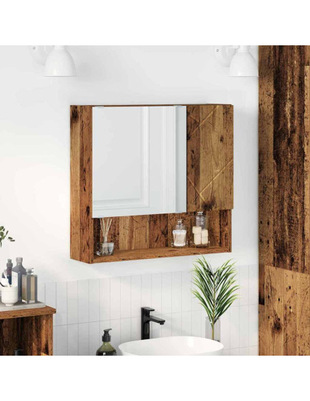 Mobiletto per specchio con porta Legno vecchio 59 x 17 x 55 cm