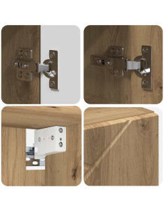 Mobiletto per specchio rovere artigianale 59 x 17 x 55 cm 2