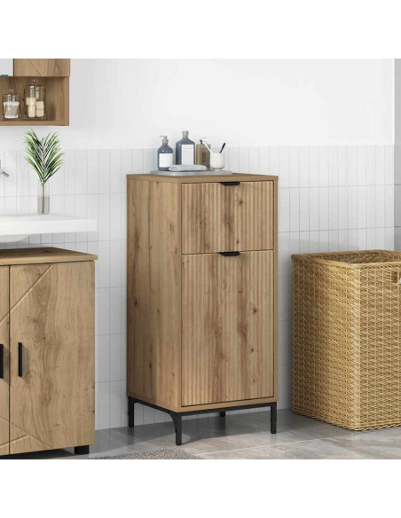 Mobile da Bagno con porta rovere artigianale 39.5 x 36 x 88 cm