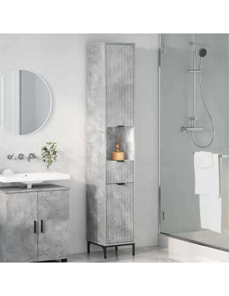 Mobiletto bagno alto Grigio cemento 31.5 x 33 x 190 cm