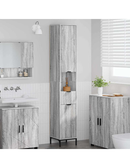 Mobile da Bagno con cassetto Grigio Sonoma 31,5 x 33 x 190 cm