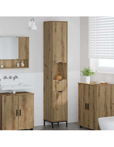 Mobiletto bagno alto rovere artigianale 31.5 x 33 x 190 cm