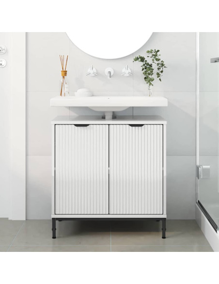 Armadio per Lavabo da Bagno Bianco lucido 60,5 x 33,5 x 61 cm