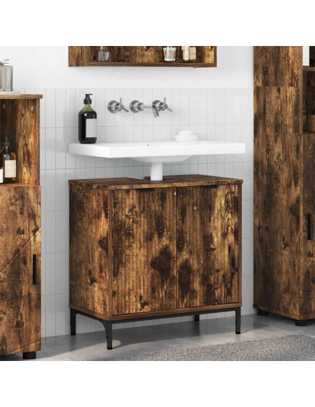 Armadio per Lavabo da Bagno Rovere fumo 60,5 x 33,5 x 61 cm