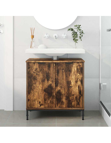 Armadio per Lavabo da Bagno Rovere fumo 60,5 x 33,5 x 61 cm