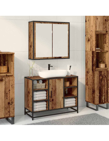 Mobiletto per specchio da bagno Legno vecchio 65 x 20 x 60 cm