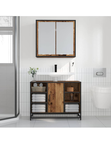 Mobiletto per specchio da bagno Legno vecchio 65 x 20 x 60 cm