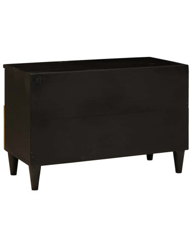 Mobile TV Nero e Oro 70 x 33 x 46 cm legno massello di mango