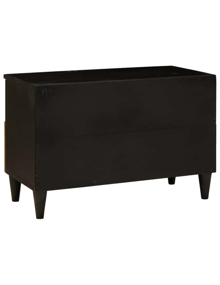 Mobile TV Nero e Oro 70 x 33 x 46 cm legno massello di mango