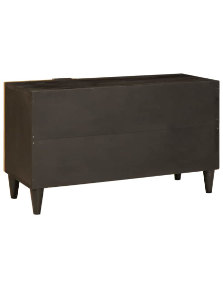 Mobile TV Nero e Oro 80 x 33 x 46 cm legno massello di mango