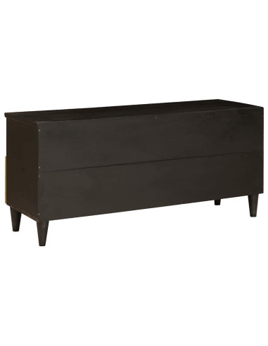 Mobile TV Nero e Oro 100 x 33 x 46 cm legno massello di mango